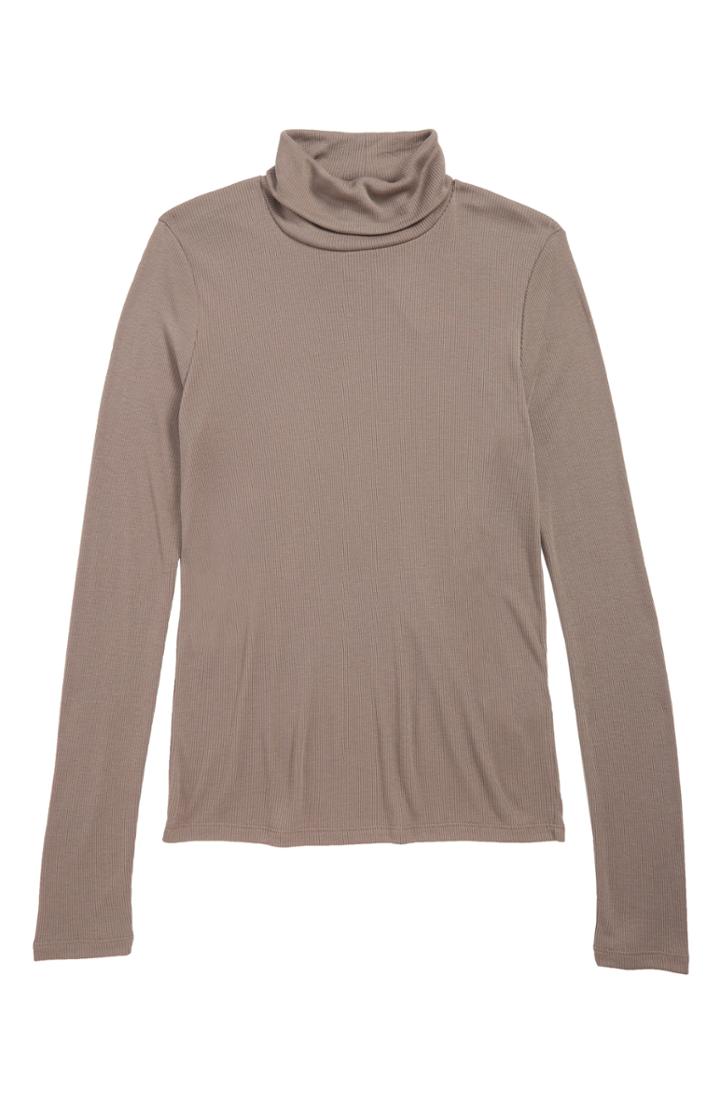 Women's Madewell Fine Rib Turtleneck, Size - Beige