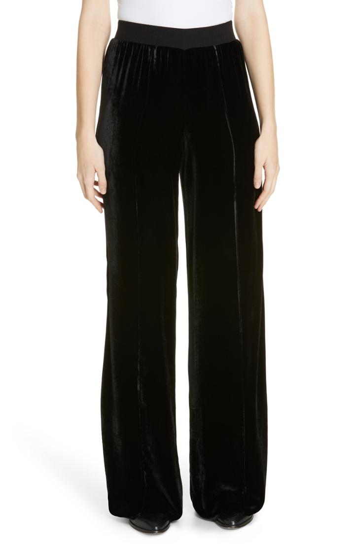 Women's Atm Anthony Thomas Melillo Velvet Wide Leg Pants - Black