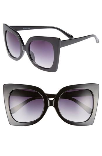Women's Glance Eyewear 56mm Exaggerated Square Sunglasses - Black