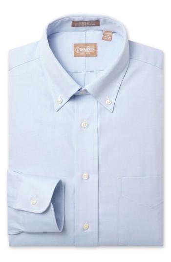 Men's Gitman Regular Fit Pinpoint Cotton Oxford Button Down Dress Shirt - 34 - Blue