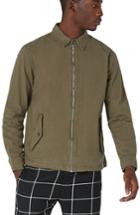 Men's Topman Zip Front Shirt Jacket, Size - Green