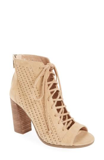 Women's Vince Camuto Kevina Lace-up Open Toe Bootie .5 M - Beige