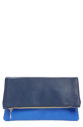 Bp. Faux Leather Fold-over Clutch - Blue