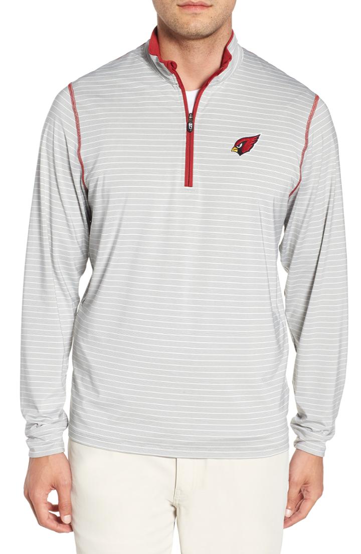 Men's Cutter & Buck Meridian - Arizona Cardinals Regular Fit Half Zip Pullover, Size - Red