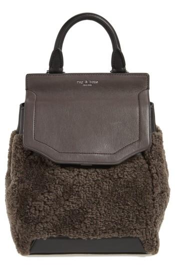 Rag & Bone Small Pilot Leather & Genuine Shearling Backpack - Grey