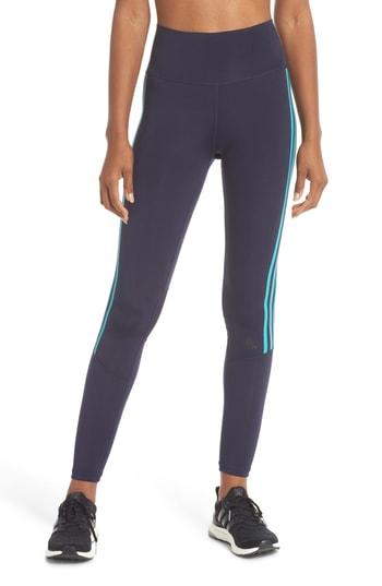 Women's Adidas Believe This 3-stripes High Waist Ankle Leggings - Blue