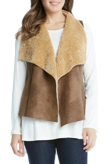 Women's Karen Kane Reversible Faux Shearling Vest - Brown