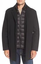 Men's Cole Haan Water Repellent Jacket With Inset Bib & Faux Fur Lining, Size - Black