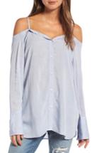 Women's Treasure & Bond Deconstructed Off The Shoulder Shirt - Blue