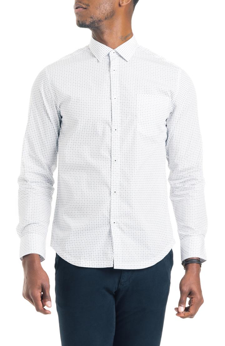 Men's Good Man Brand Slim Fit Compass Dot Sport Sport Shirt, Size - White