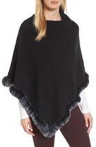 Women's La Fiorentina Angled Poncho With Genuine Rabbit Fur Trim