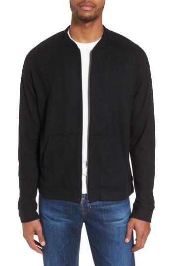Men's Nordstrom Men's Shop Wool Blend Fleece Bomber Jacket, Size - Black