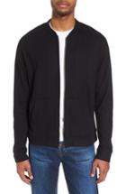 Men's Nordstrom Men's Shop Wool Blend Fleece Bomber Jacket, Size - Black