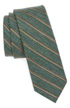 Men's The Tie Bar Pike Stripe Silk Skinny Tie, Size - Green