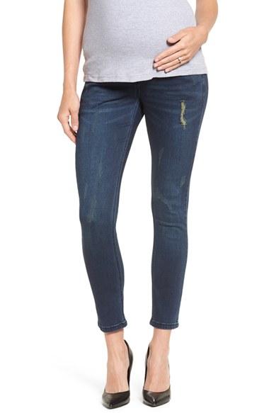 Women's The Urban Ma Distressed Skinny Maternity Jeans - Blue