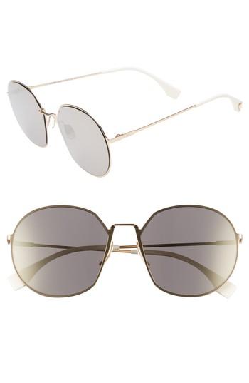 Women's Fendi 59mm Round Special Fit Sunglasses - Gold