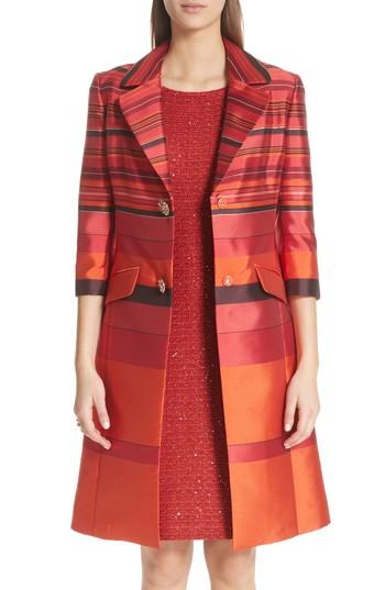 Women's St. John Collection Metallic Stripe Jacquard Jacket - Orange