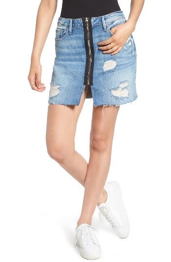 Women's Good American Zip Front Ripped Miniskirt