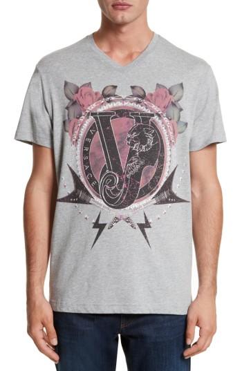Men's Versace Jeans Graphic V-neck T-shirt - Grey