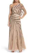 Women's Adrianna Papell Beaded One-shoulder Blouson Mesh Gown