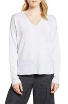 Women's Eileen Fisher Boxy Organic Linen & Cotton Sweater, Size - White