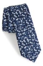 Men's Nordstrom Men's Shop Calvery Floral Cotton Skinny Tie, Size - Blue