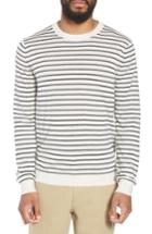 Men's Vince Stripe Crewneck Wool & Cashmere Sweater - White