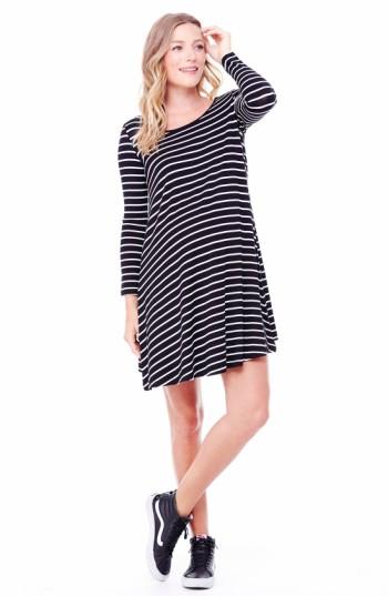 Women's Ingrid & Isabel Striped Maternity Trapeze Dress - Black