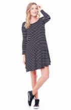 Women's Ingrid & Isabel Striped Maternity Trapeze Dress - Black