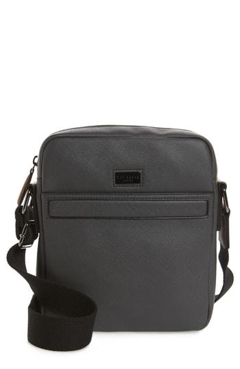 Men's Ted Baker London Gomera Faux Leather Mini Flight Bag - Grey