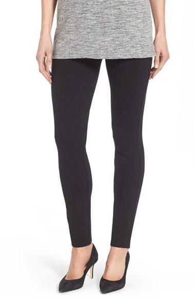 Petite Women's Nydj Stretch 'jodie' Ponte Leggings P - Black