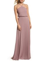 Women's Nouvelle Amsale Halter Neck Chiffon Blouson Gown - Purple