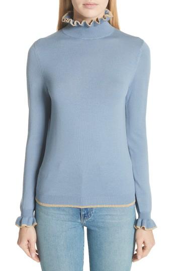 Women's Shrimps Norah Frill Neck Wool Sweater - Blue