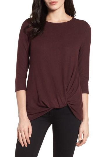 Women's Gibson Twist Front Cozy Fleece Pullover - Burgundy