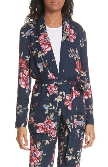 Women's Joie Anasophia Tie Silk Blazer, Size - Blue