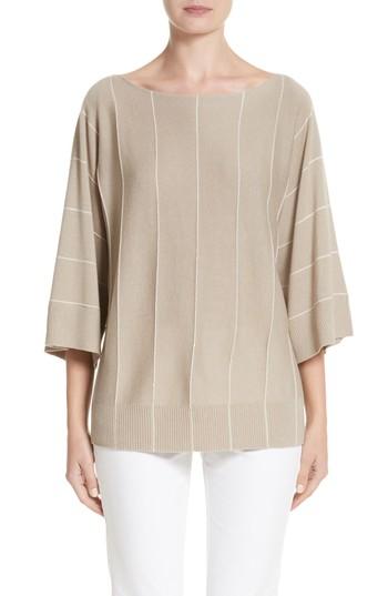 Women's Lafayette 148 New York Sequin Knit Cashmere & Silk Pullover, Size - Brown