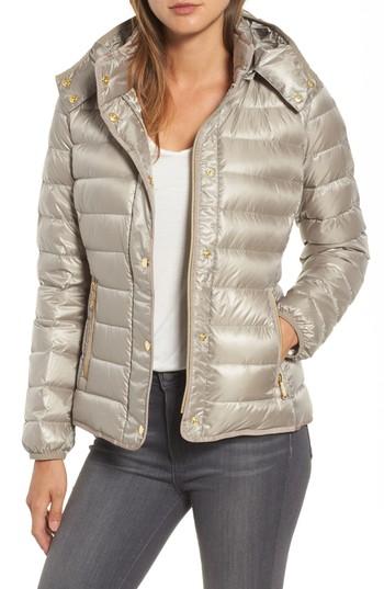 Women's Michael Michael Kors Packable Insulated Jacket With Removable Hood - Beige