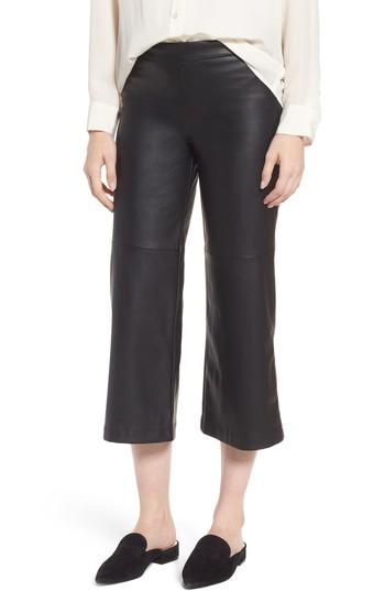Women's David Lerner Varick Wide Leg Faux Leather Culottes - Black