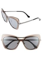 Women's Balenciaga 57mm Layered Butterfly Sunglasses - Gunmetal/ Black/ Silver/ Brown
