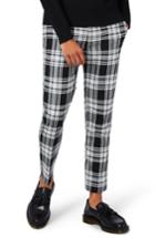 Men's Topman Plaid Ultra Skinny Fit Crop Trousers