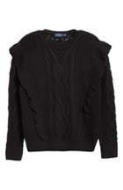 Women's Polo Ralph Lauren Ruffle Detail Wool Cable Sweater