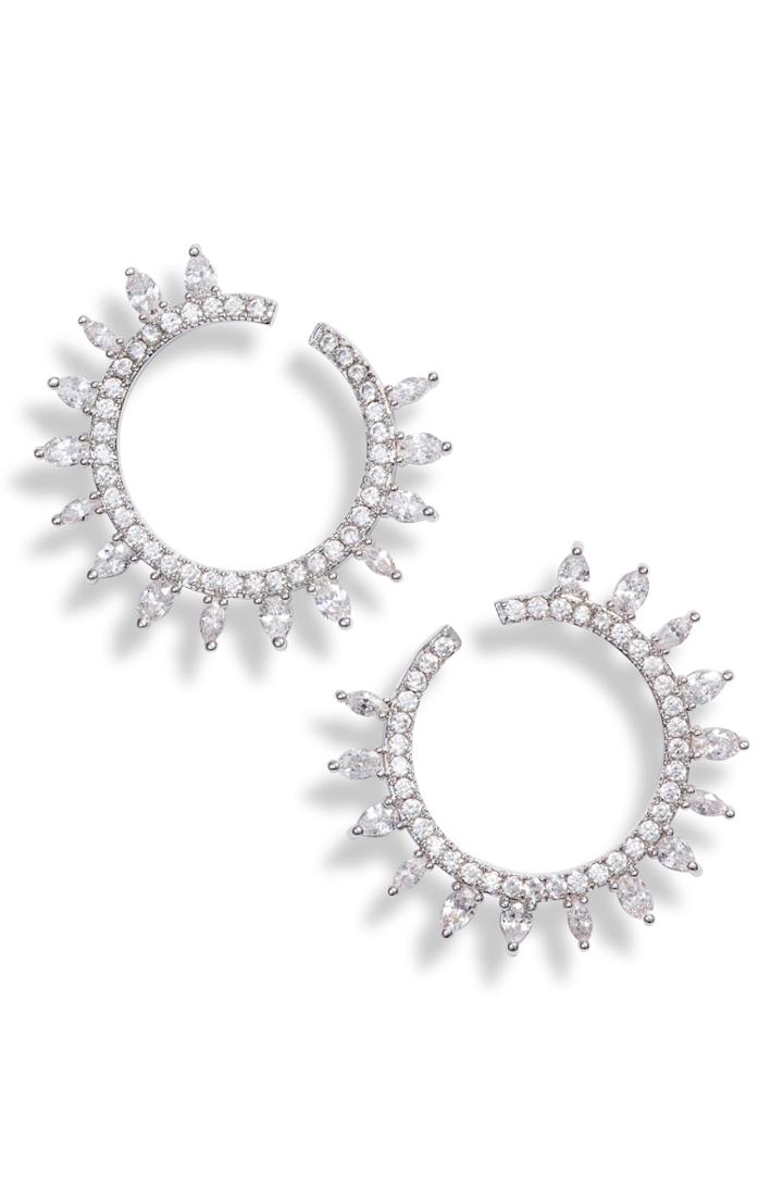 Women's Nordstrom Starburst Cubic Zirconia Frontal Hoop Earrings
