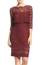 Women's Tadashi Shoji Pleat Waist Lace Blouson Dress