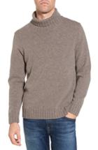 Men's Inis Meain Foldover Mock Neck Merino Wool Sweater - Beige