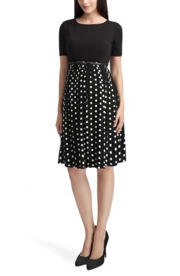Women's Kimi And Kai 'emmy' Polka Dot Maternity Dress - Black