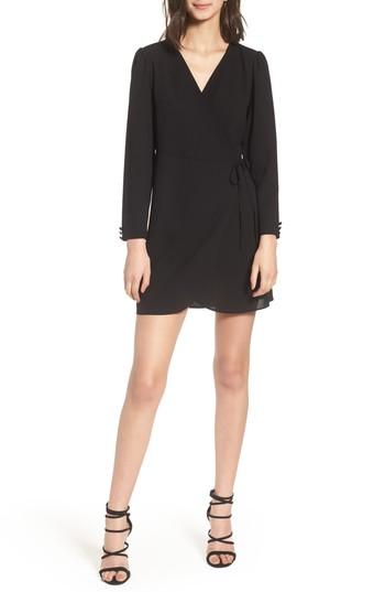 Women's Topshop Crepe Wrap Minidress Us (fits Like 0-2) - Black