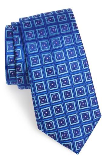Men's Nordstrom Men's Shop Sublime Squares Geometric Silk Tie, Size - Blue