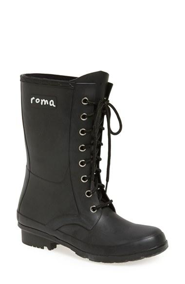 Women's Roma 'epaga' Floral Rain Boot M - Black