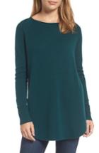 Women's Halogen Shirttail Wool & Cashmere Boatneck Tunic, Size - Green