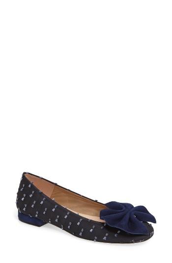 Women's French Sole Wiggle Bow Flat M - Blue